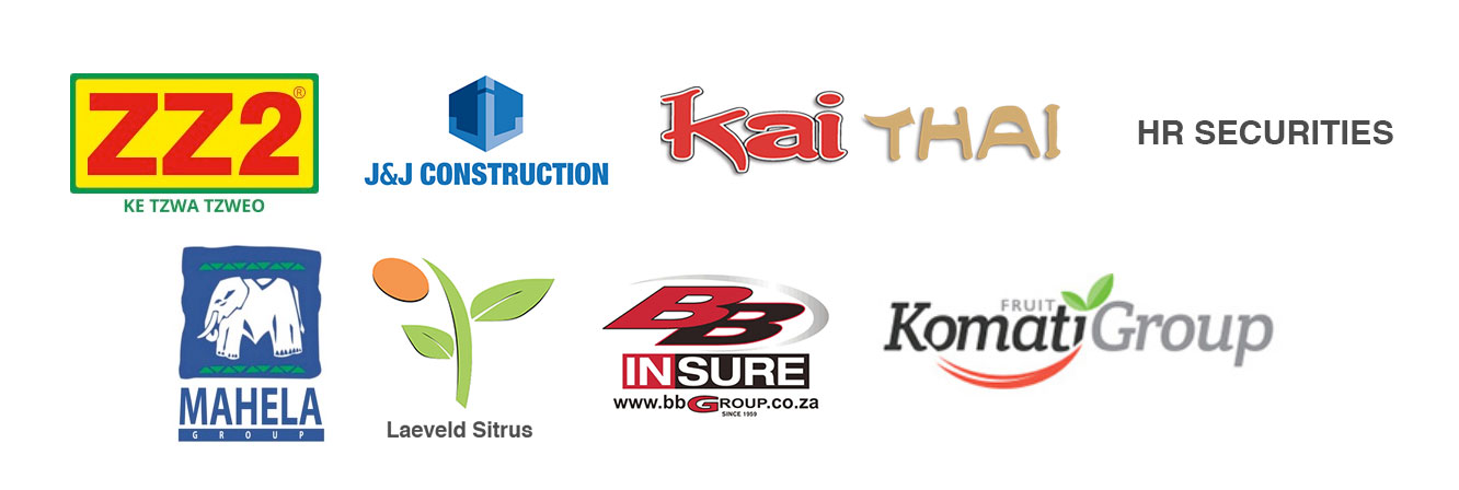 ZZ2, J&J Construction, KaiThai, HR Securities, Mahela, Laeveld Sitrus, BB Group, Komati Group ZZ2, J&J Construction, KaiThai, HR Securities, Mahela, Laeveld Sitrus, BB Group, Komati Group